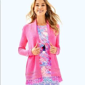 EUC Lilly Pulitzer Juliette Cardigan Pink Sunset